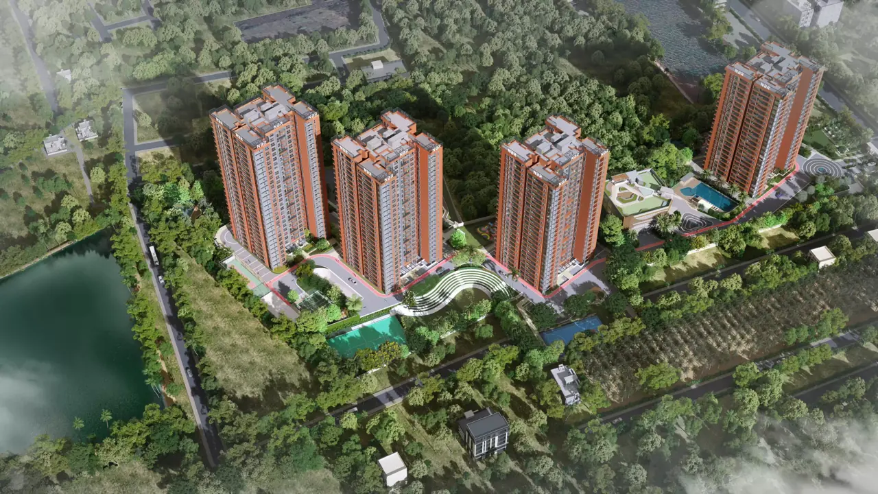 Aerial view of NBR Soul of the Seasons low-density layout in Sarjapur